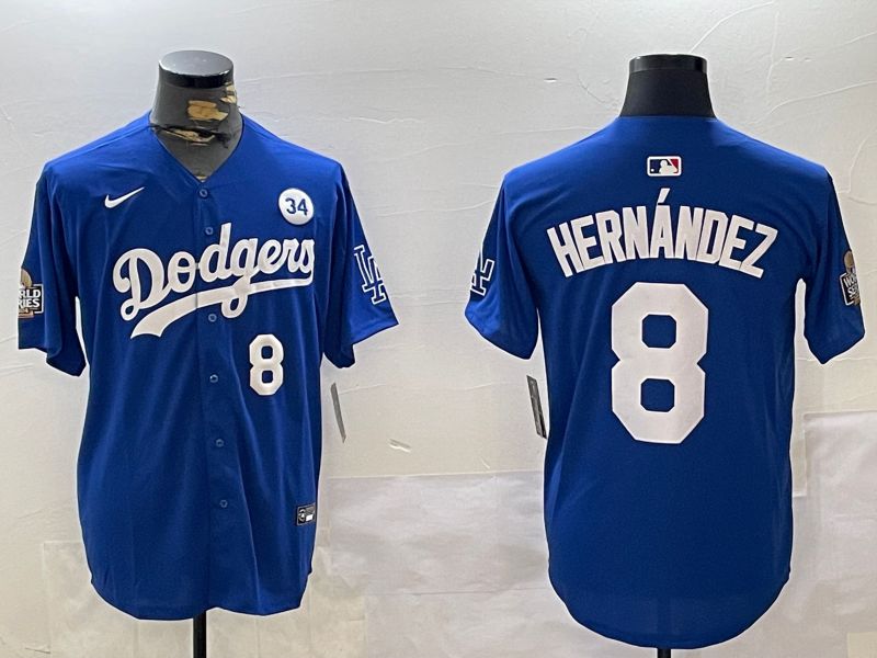 Men Los Angeles Dodgers #8 Hernandez Blue Game 2024 Nike MLB Jersey style 11201->los angeles dodgers->MLB Jersey
